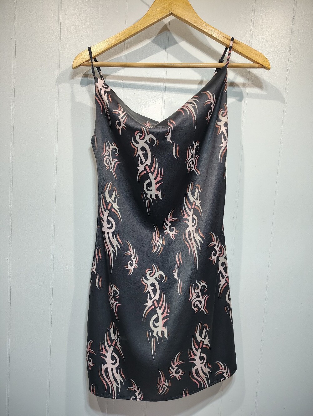 Urban Outfitters Black Tribal Print Slip Dress Size Small Y2K Grunge Fairycore